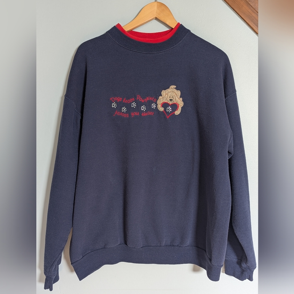 Vintage 90's M&C Sportswear Dog Lovers Embroidered‎ Sweatshirt Womens XL Grandma